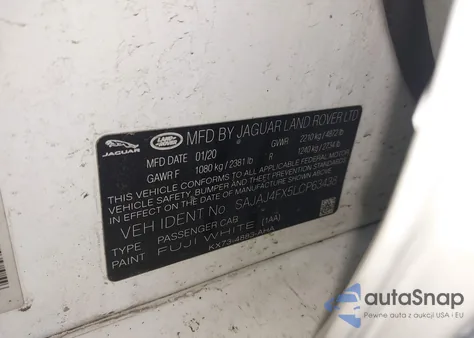 2020 Jaguar Xe S Awd Automatic z USA, uszkodzony, nr VIN SAJAJ4FX2LCE63438